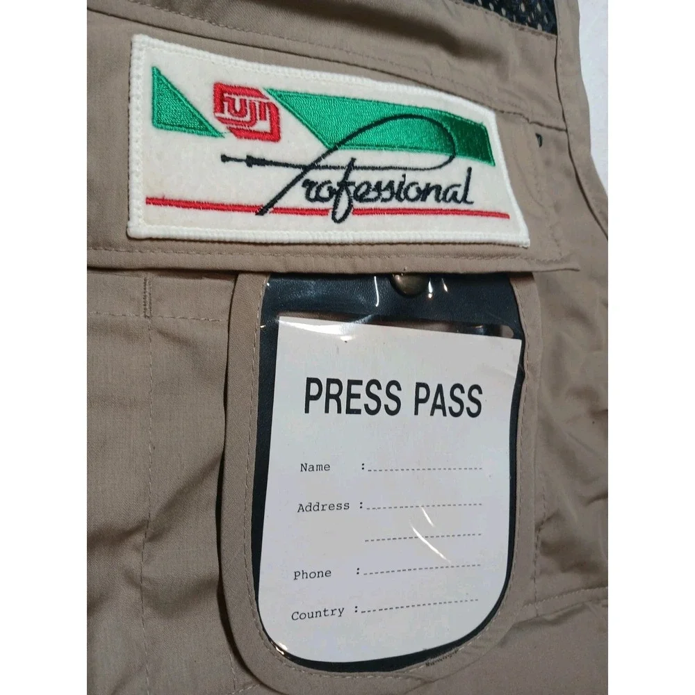 Vintage Fuji Film Professional Media Press Vest Photographer Korea 1980s Size L